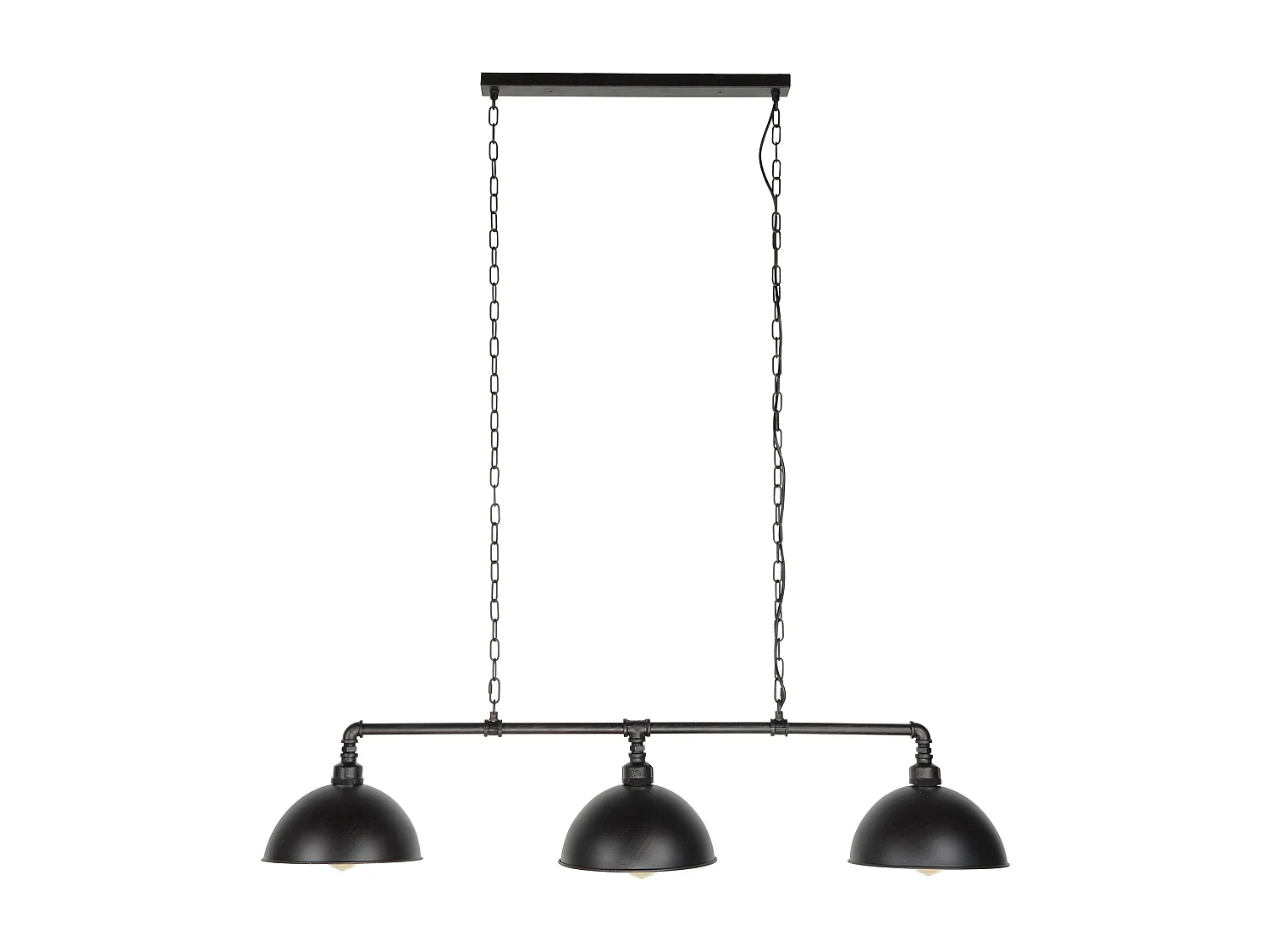 Hanglamp Industrial Tube - 3 Lampen - Halfronde Kap - Grijs/Zwart