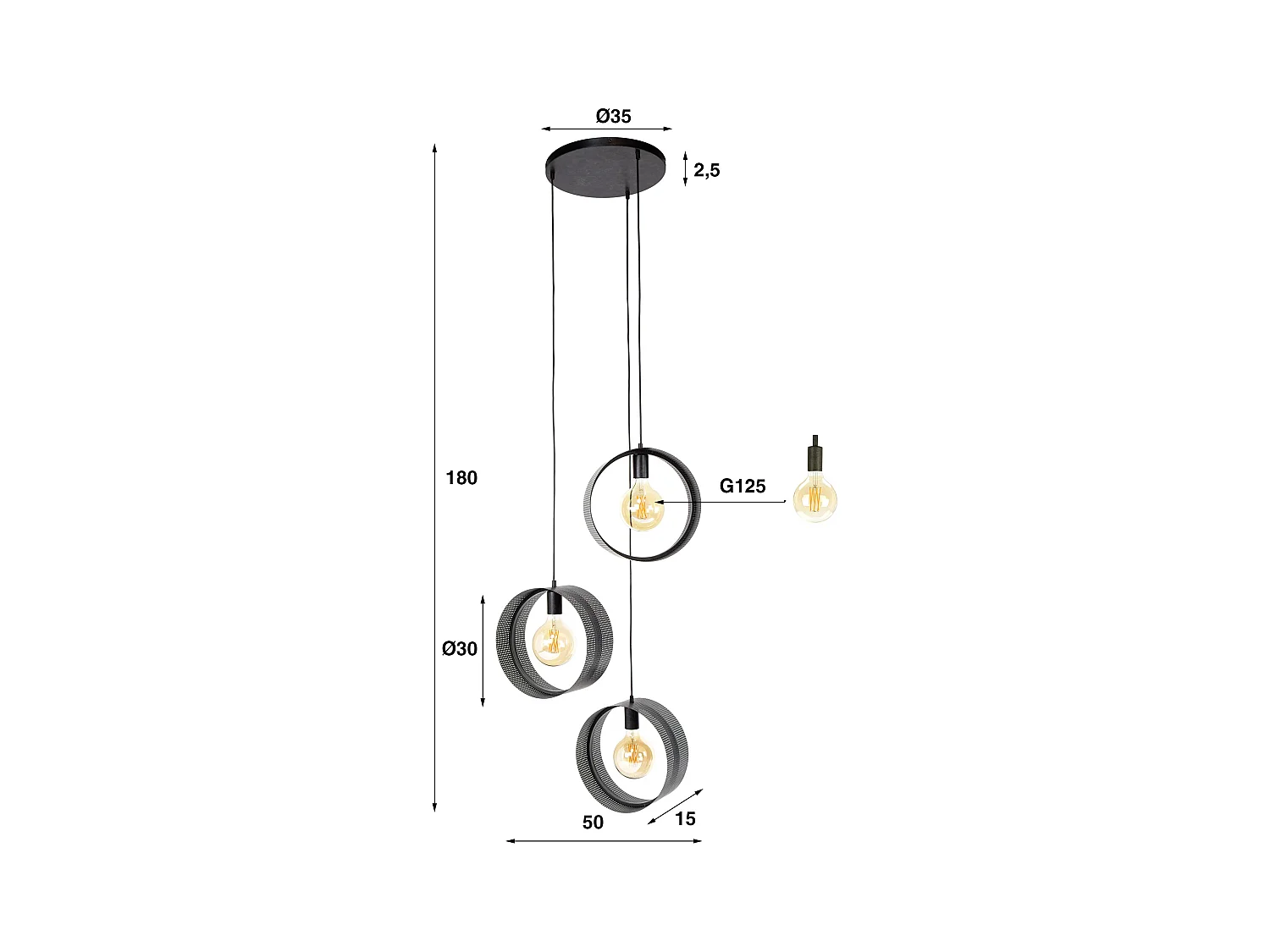 Suspension 3L Anneau Perforé - Anthracite