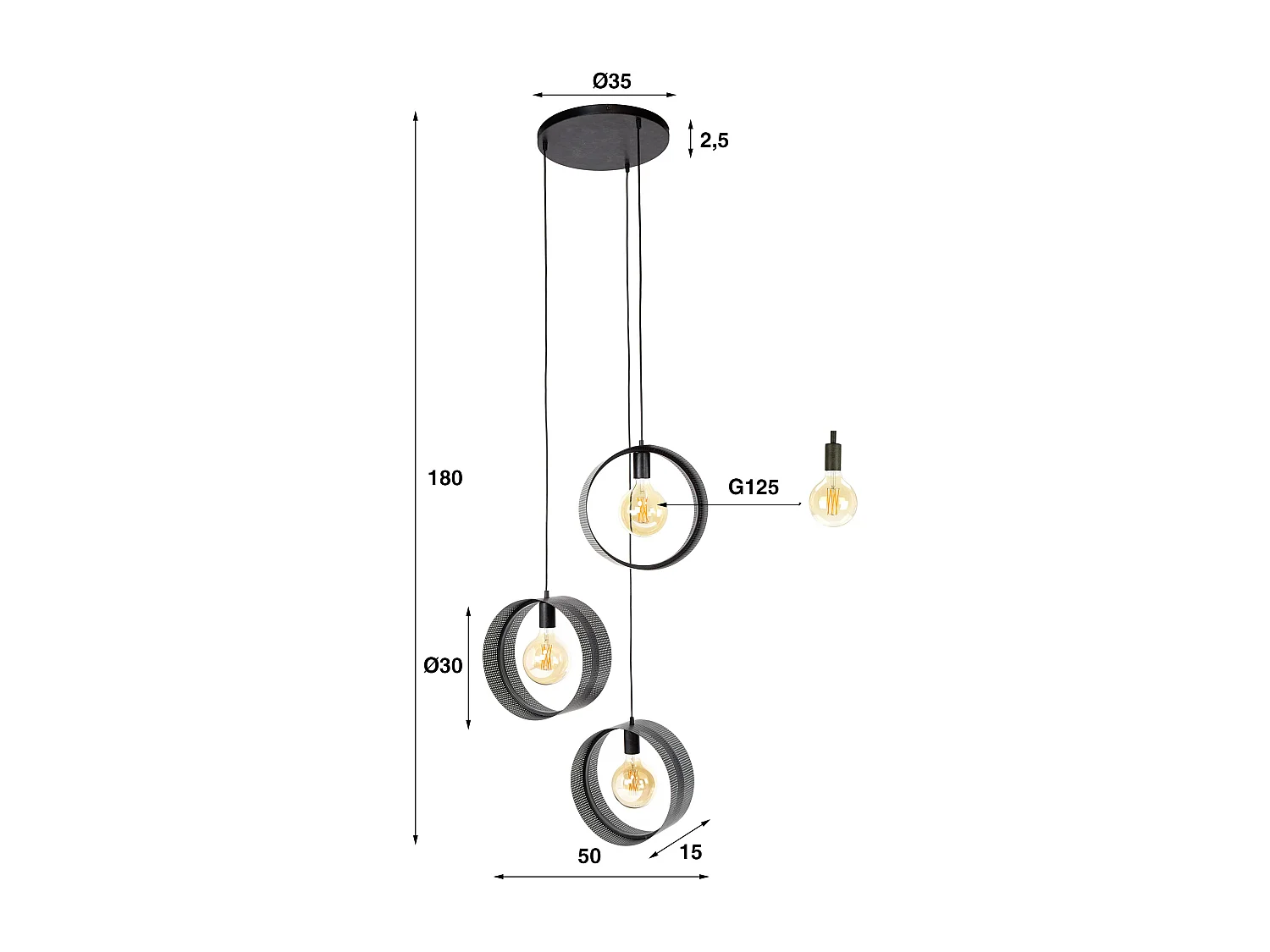 Suspension 3L Anneau Perforé - Anthracite