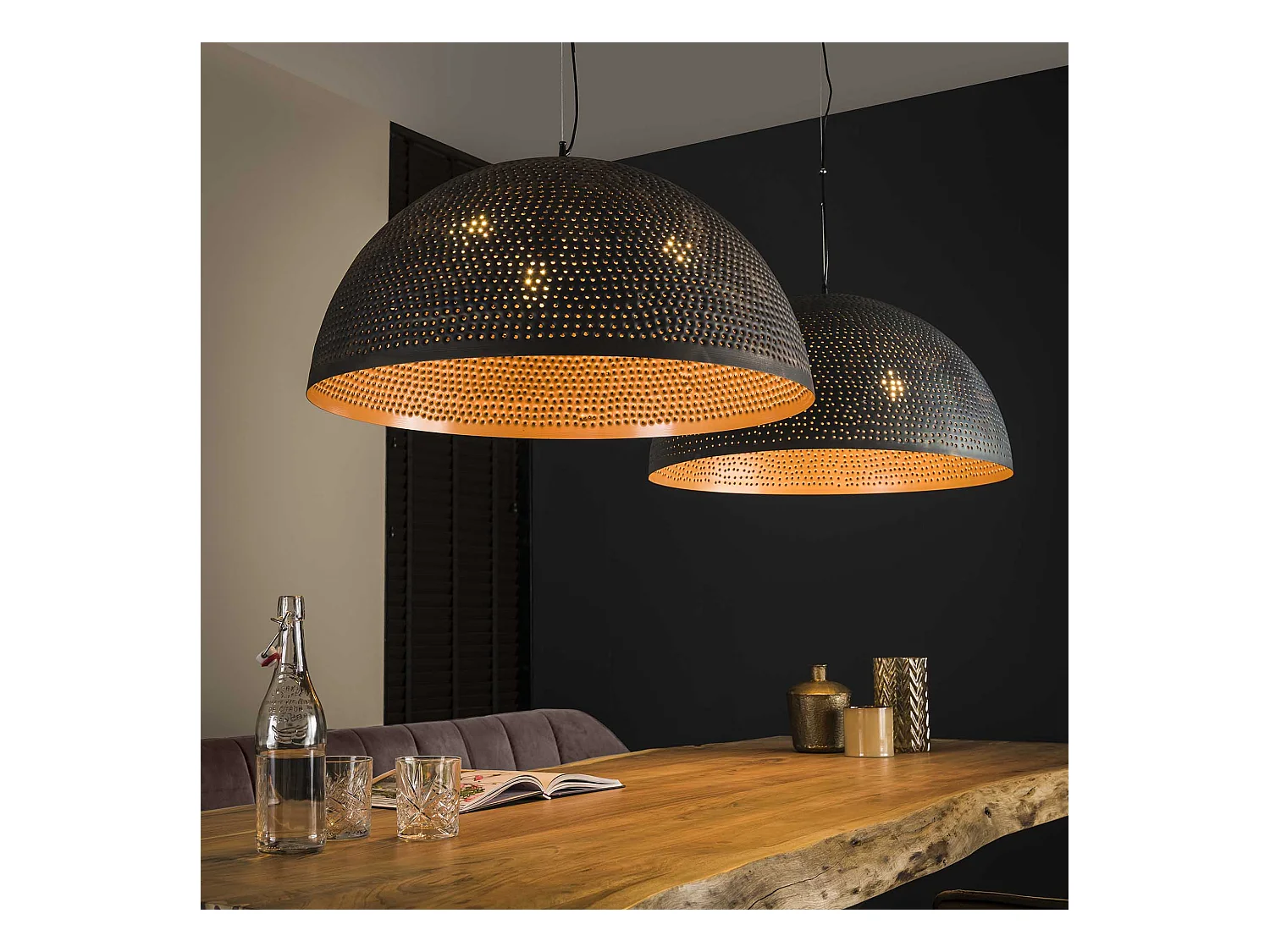 Suspension - Suspension demi-ronde en métal Ø70 - Transparente