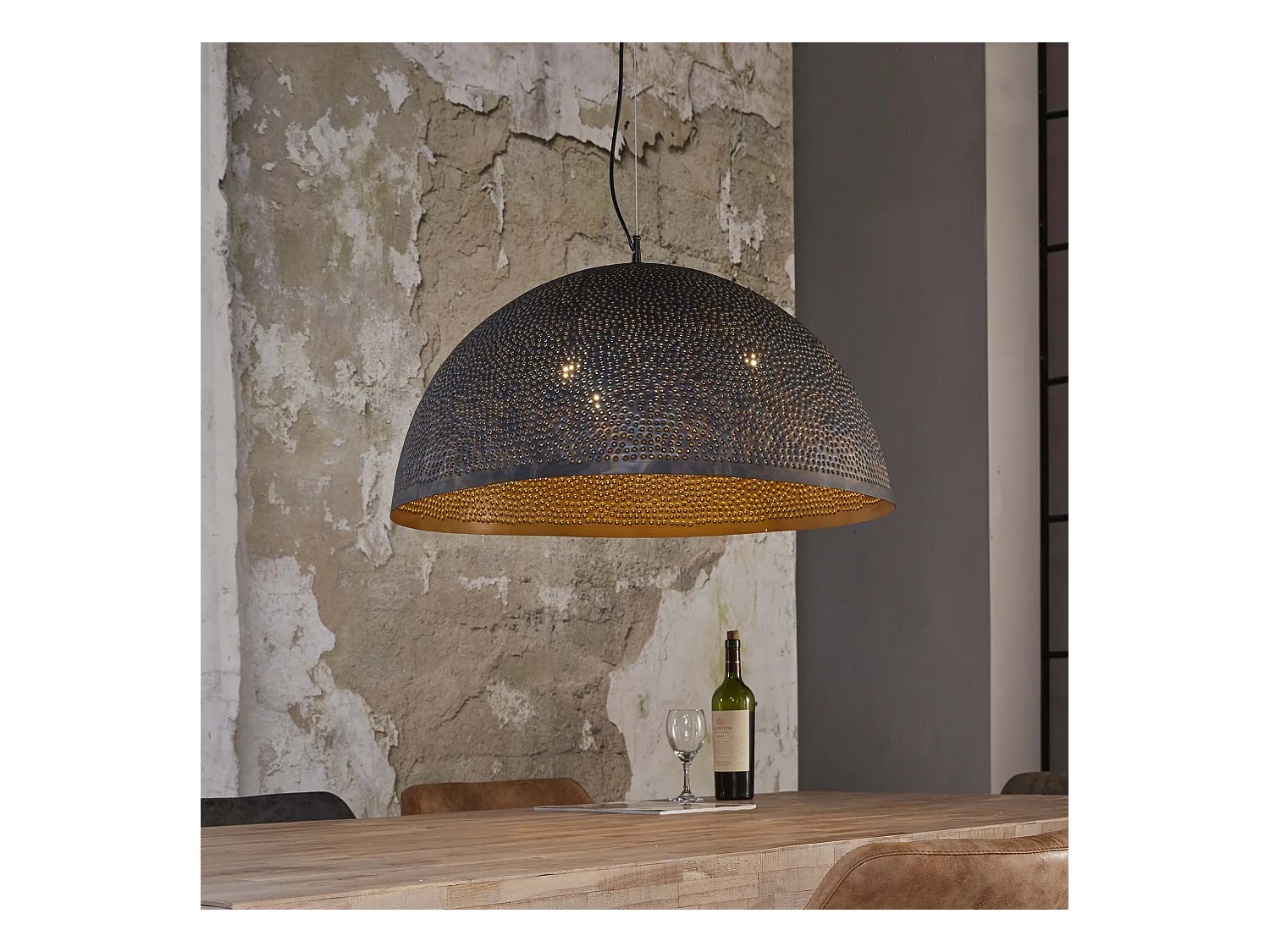 Suspension - Suspension demi-ronde en métal Ø70 - Transparente