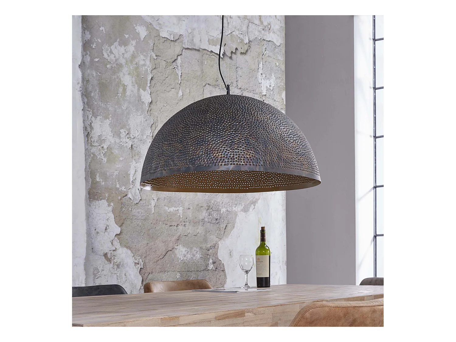 Suspension - Suspension demi-ronde en métal Ø70 - Transparente