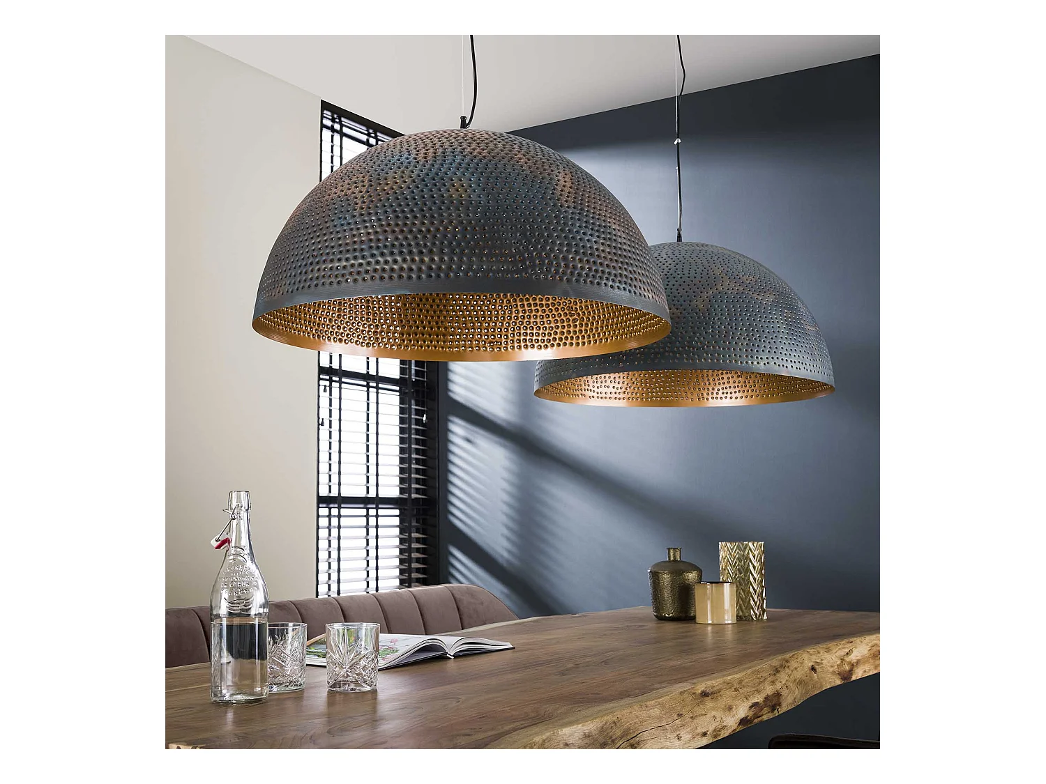 Pendelleuchte - Ø70 Halbrunde Pendelleuchte aus Metall - Transparent