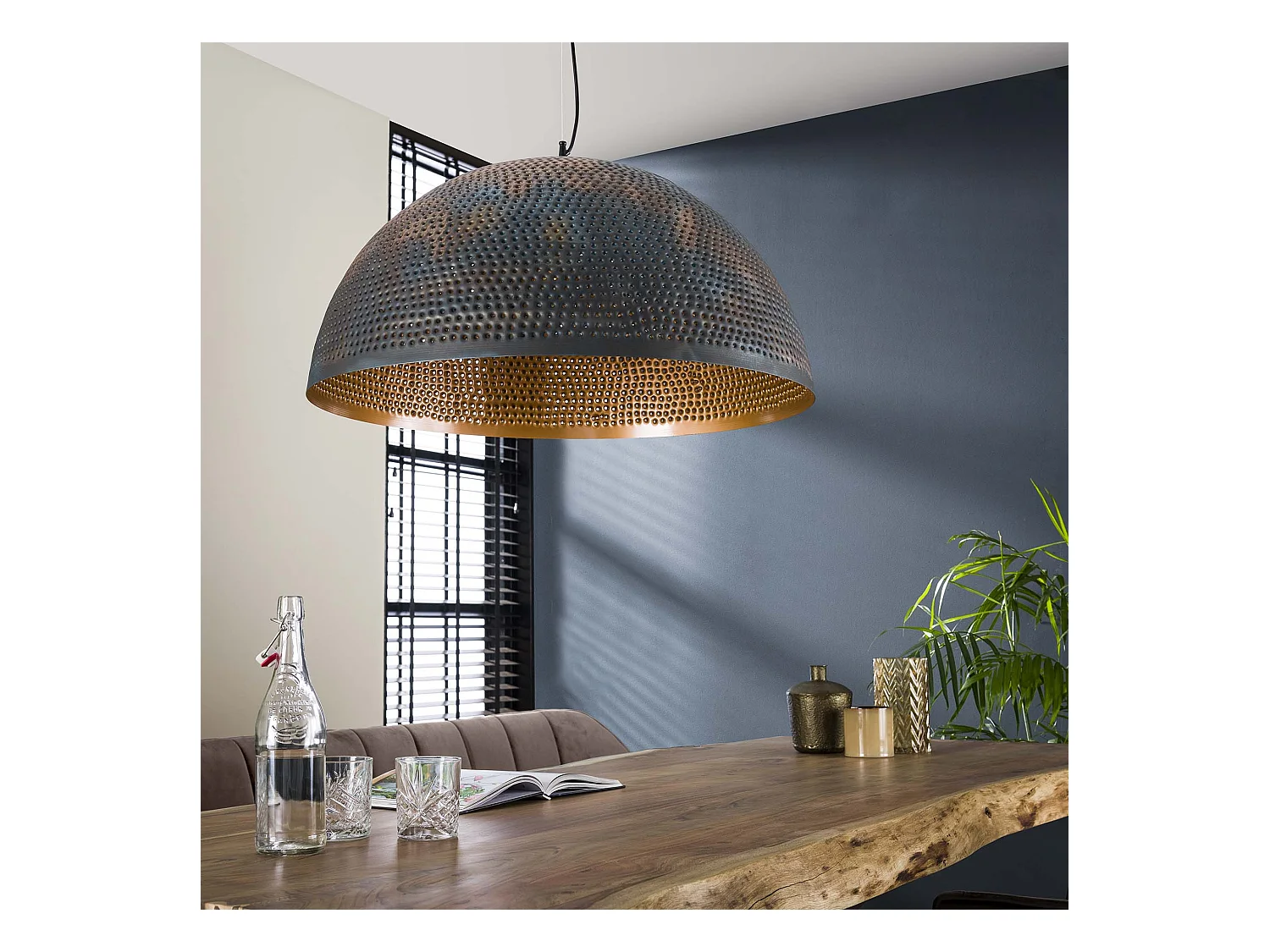 Pendelleuchte - Ø70 Halbrunde Pendelleuchte aus Metall - Transparent