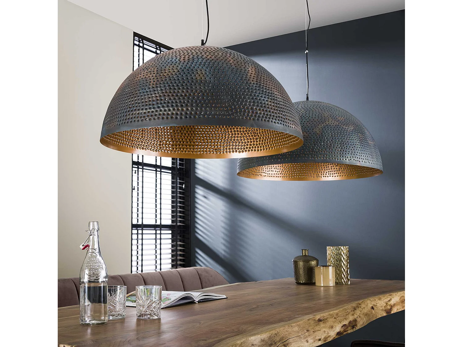 Pendelleuchte - Ø70 Halbrunde Pendelleuchte aus Metall - Transparent