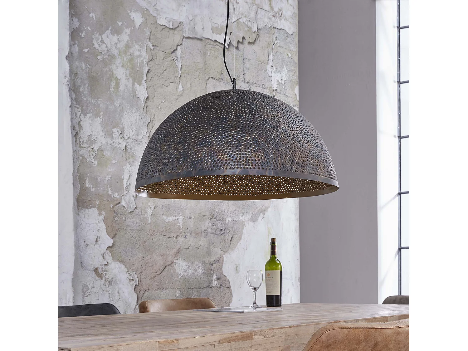 Pendelleuchte - Ø70 Halbrunde Pendelleuchte aus Metall - Transparent