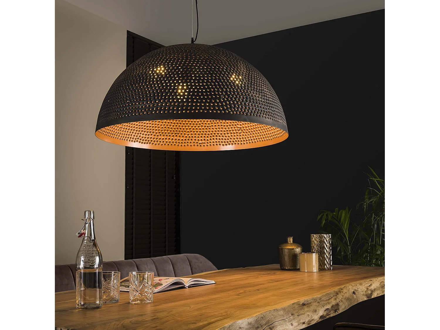 Pendelleuchte - Ø70 Halbrunde Pendelleuchte aus Metall - Transparent