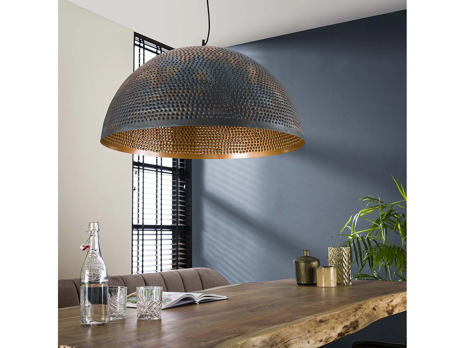 Pendelleuchte - Ø70 Halbrunde Pendelleuchte aus Metall - Transparent