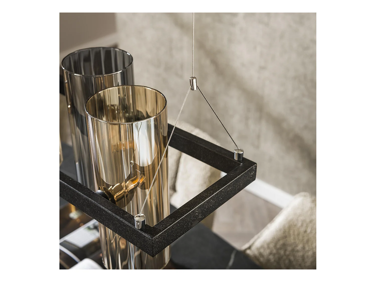 Pendelleuchte 10L Zylinder Gemischtes Glas (G9) - Arctic Black