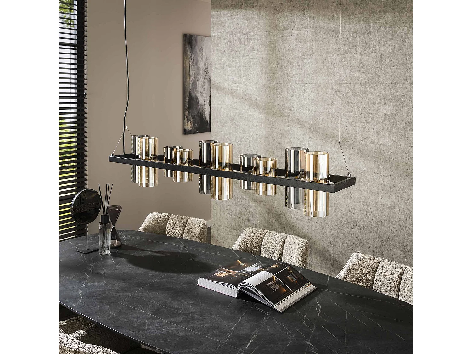 Suspension cylindrique 10 L en verre mixte (G9) - Noir arctique