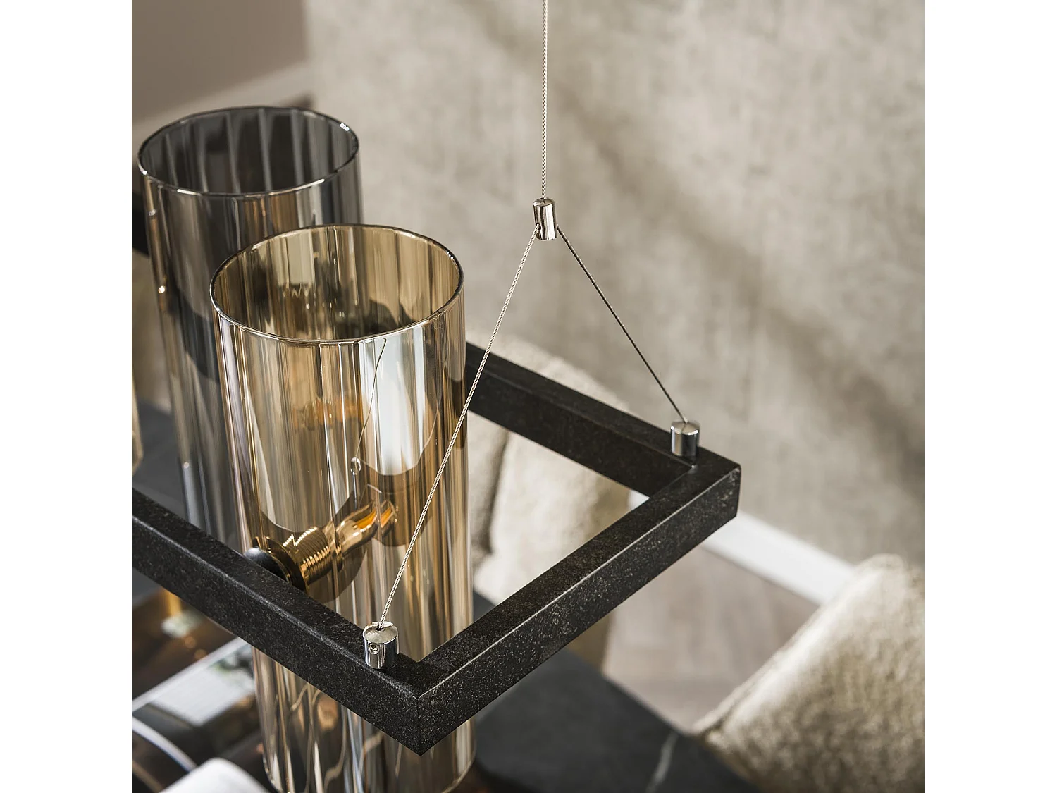 Suspension cylindrique 10 L en verre mixte (G9) - Noir arctique