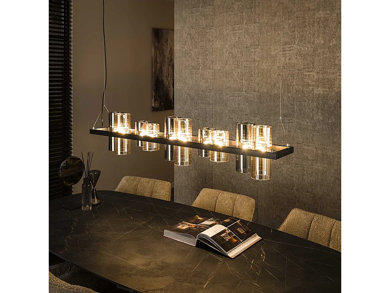 Suspension cylindrique 10 L en verre mixte (G9) - Noir arctique