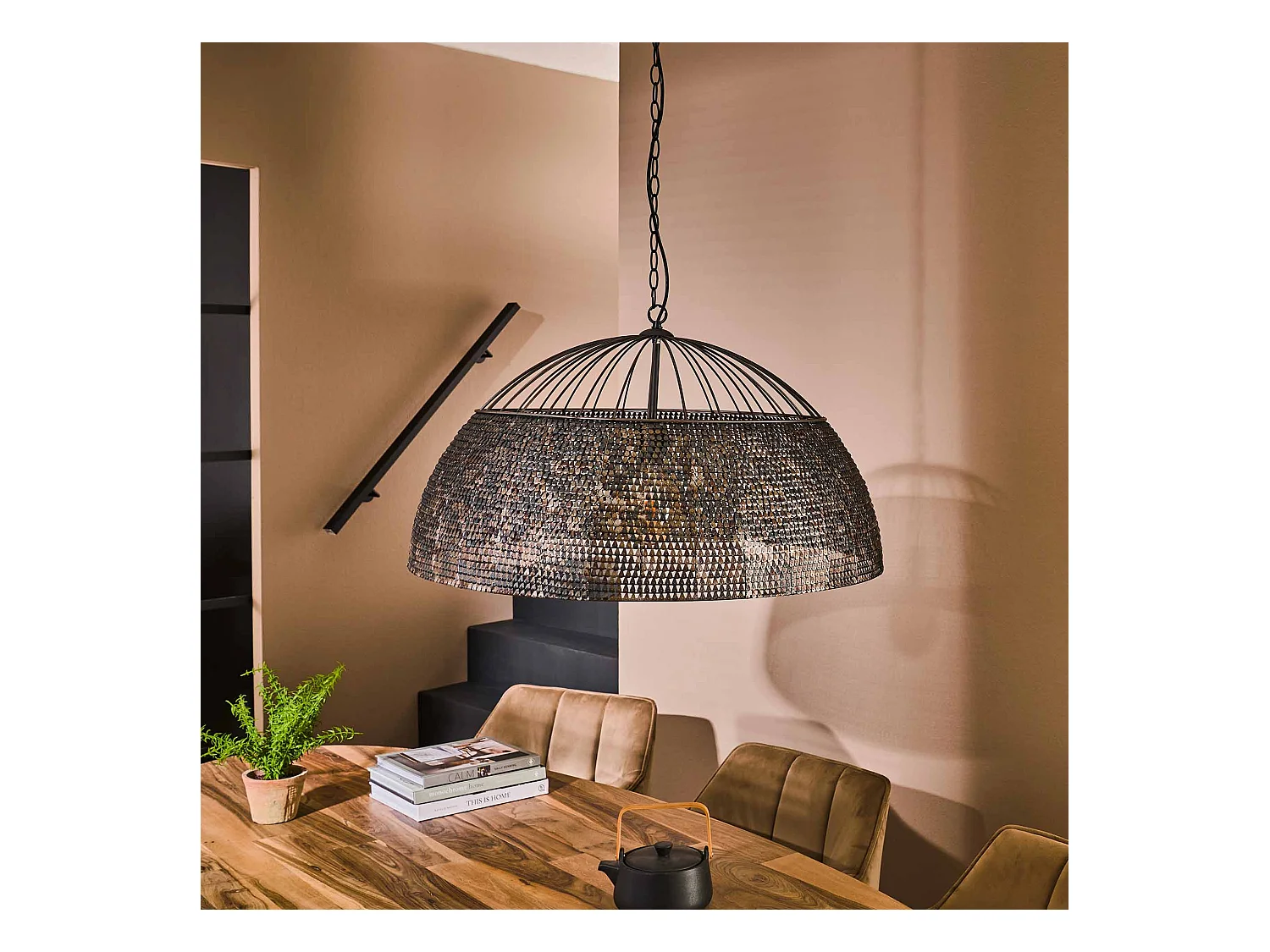 Hanglamp Ø80 Armor - Metaal - Zwart Bruin