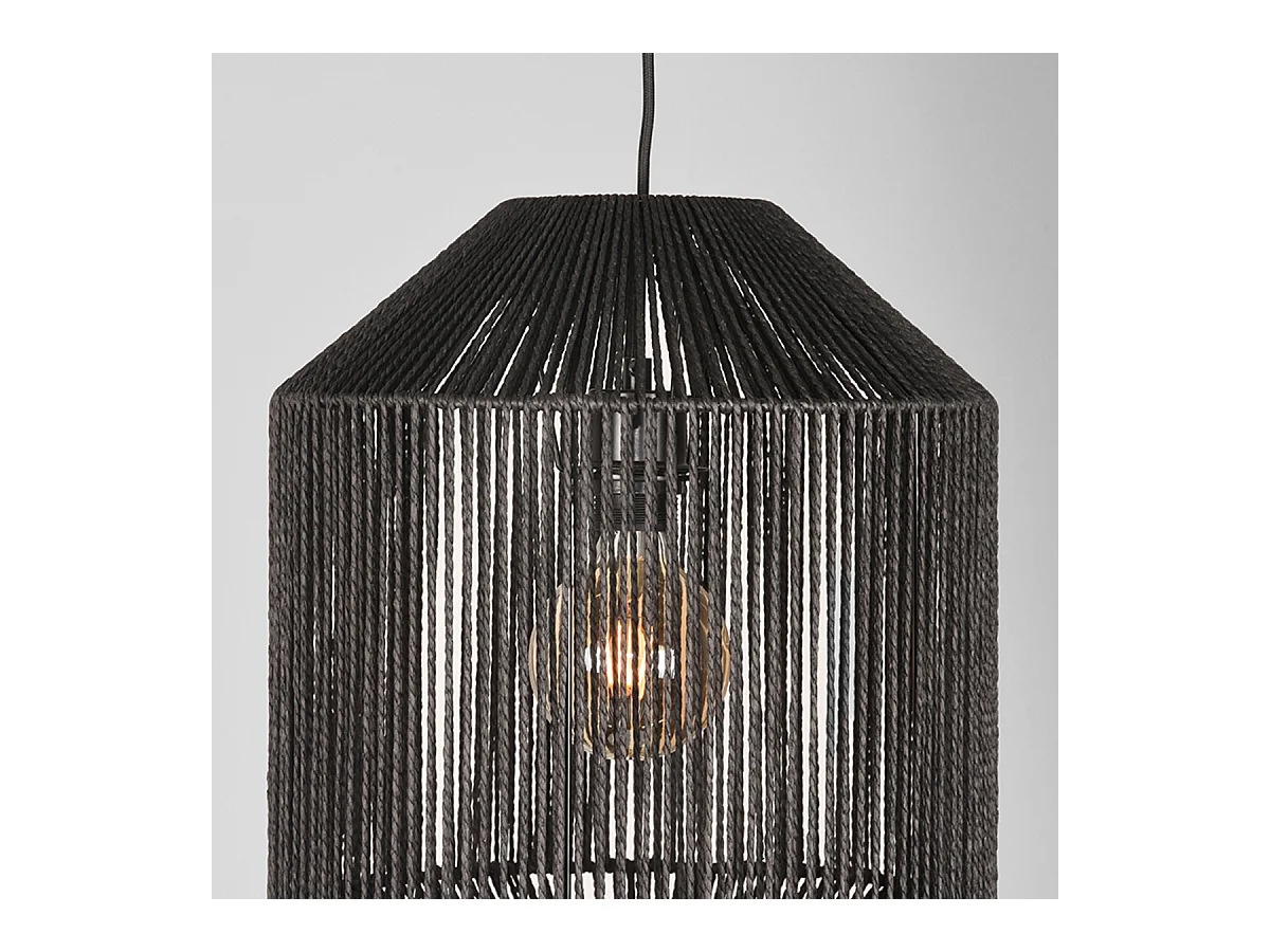 Hanglamp Ibiza - Zwart - Jute - 33x33x162 cm