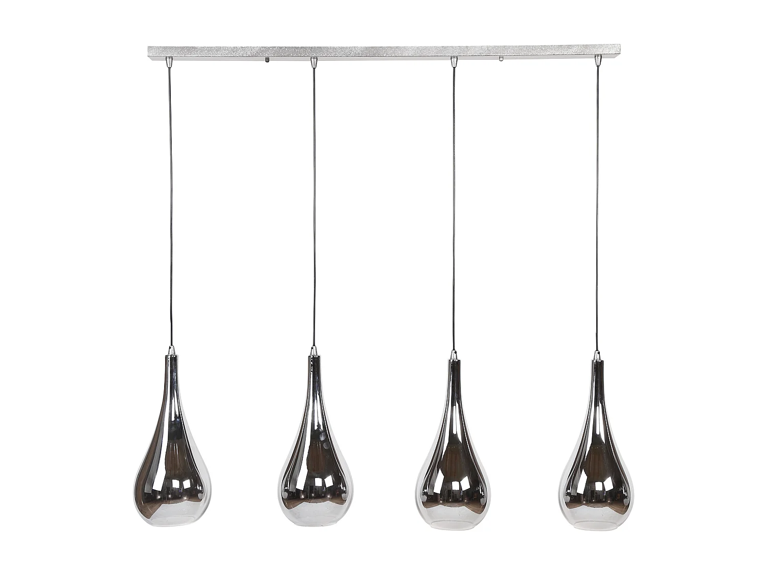 Hanglamp met 4 lampen - Serie Silver Drop - Handgeblazen glas