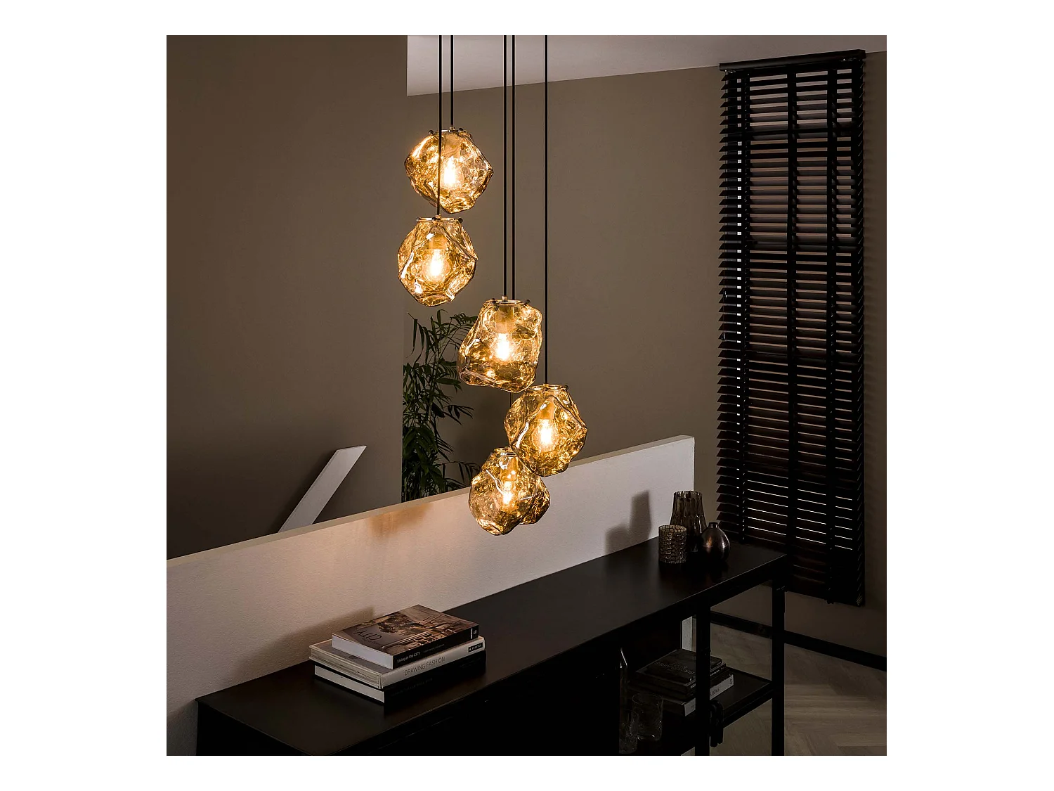 Suspension Rock Stepped - 5 Lampes - Forme Rocher - Industriel