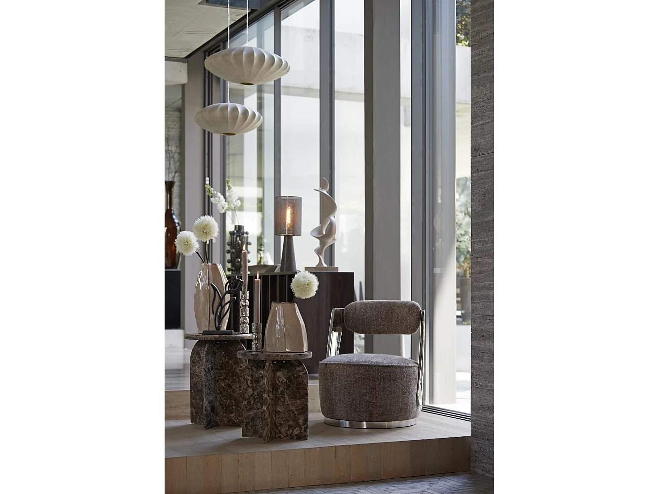 Suspension FAY - Ø50x22cm - Marron