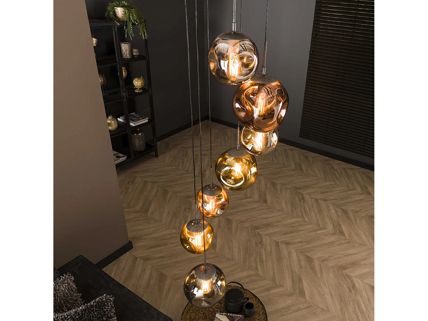 Hanglamp 7L Getrapt Stellar - Oud Zilver