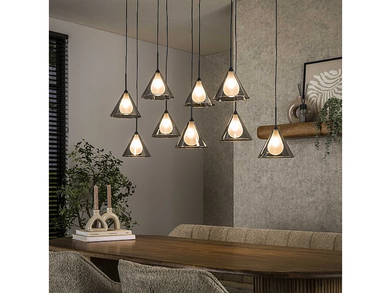 Hanglamp 5+4 Tapse Kap Glas - Smoke Grey Glas