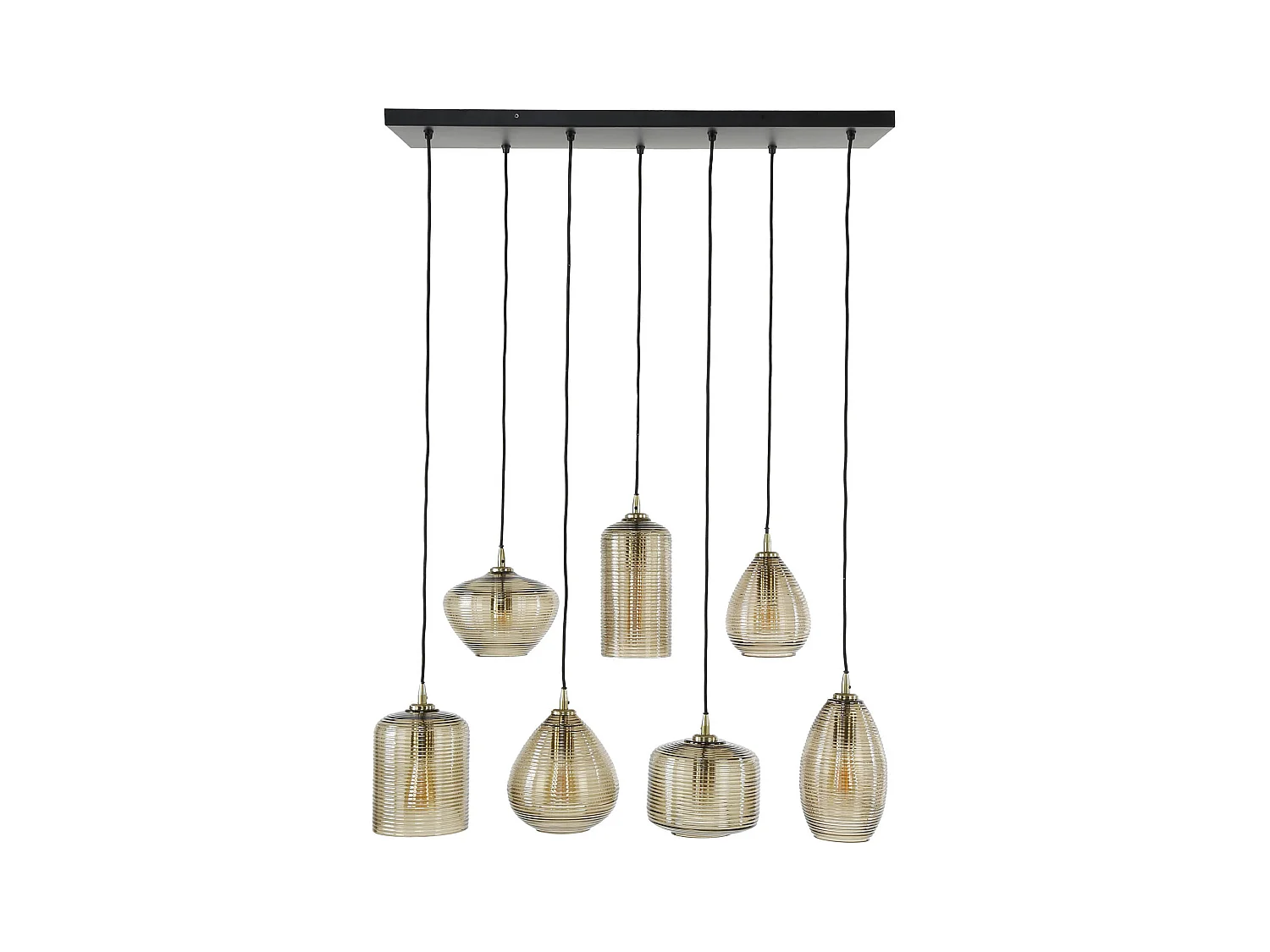 Suspension 4+3 bandes horizontales en verre ambré