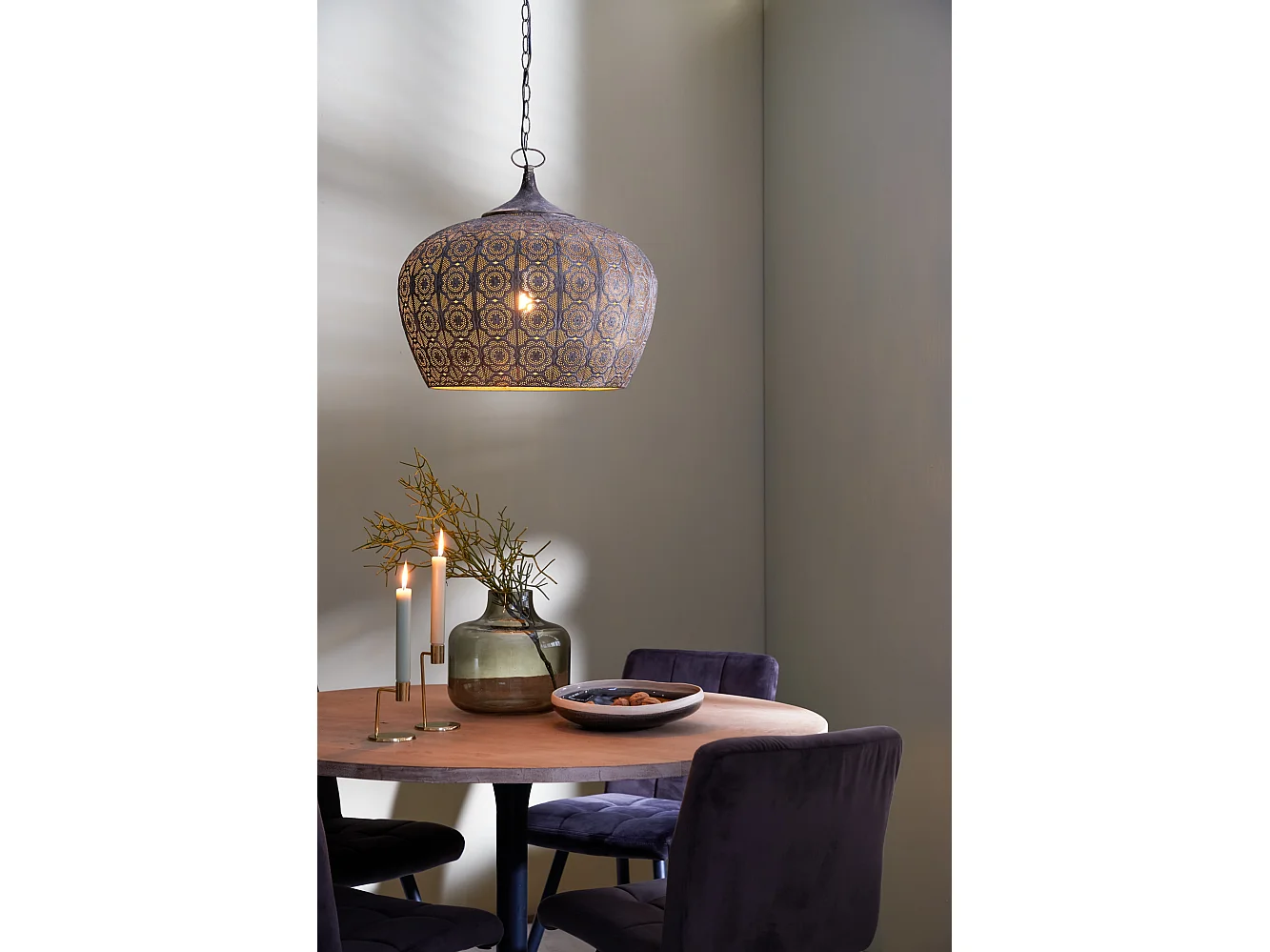 Hanglamp EMINE - Ø51.5x46cm - Bruin