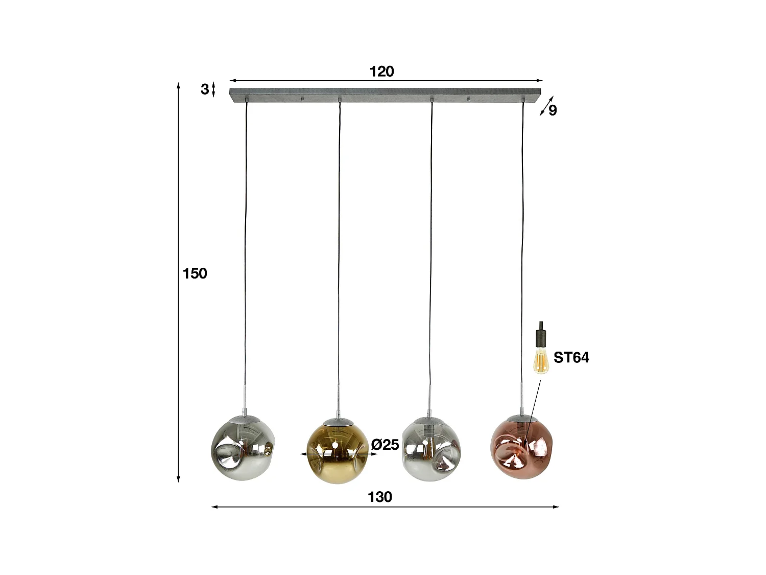 Suspension 4L stellaire / Argent vieilli