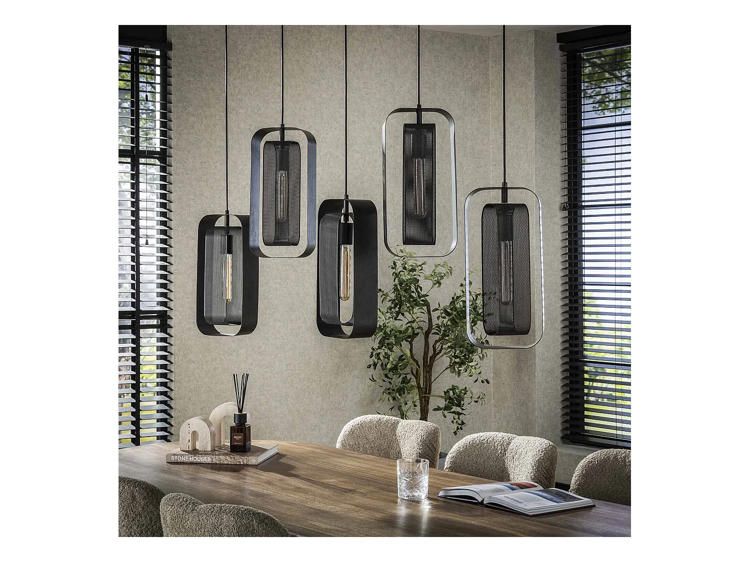 Hanglamp 5L Mesh Rotate - Artic Zwart