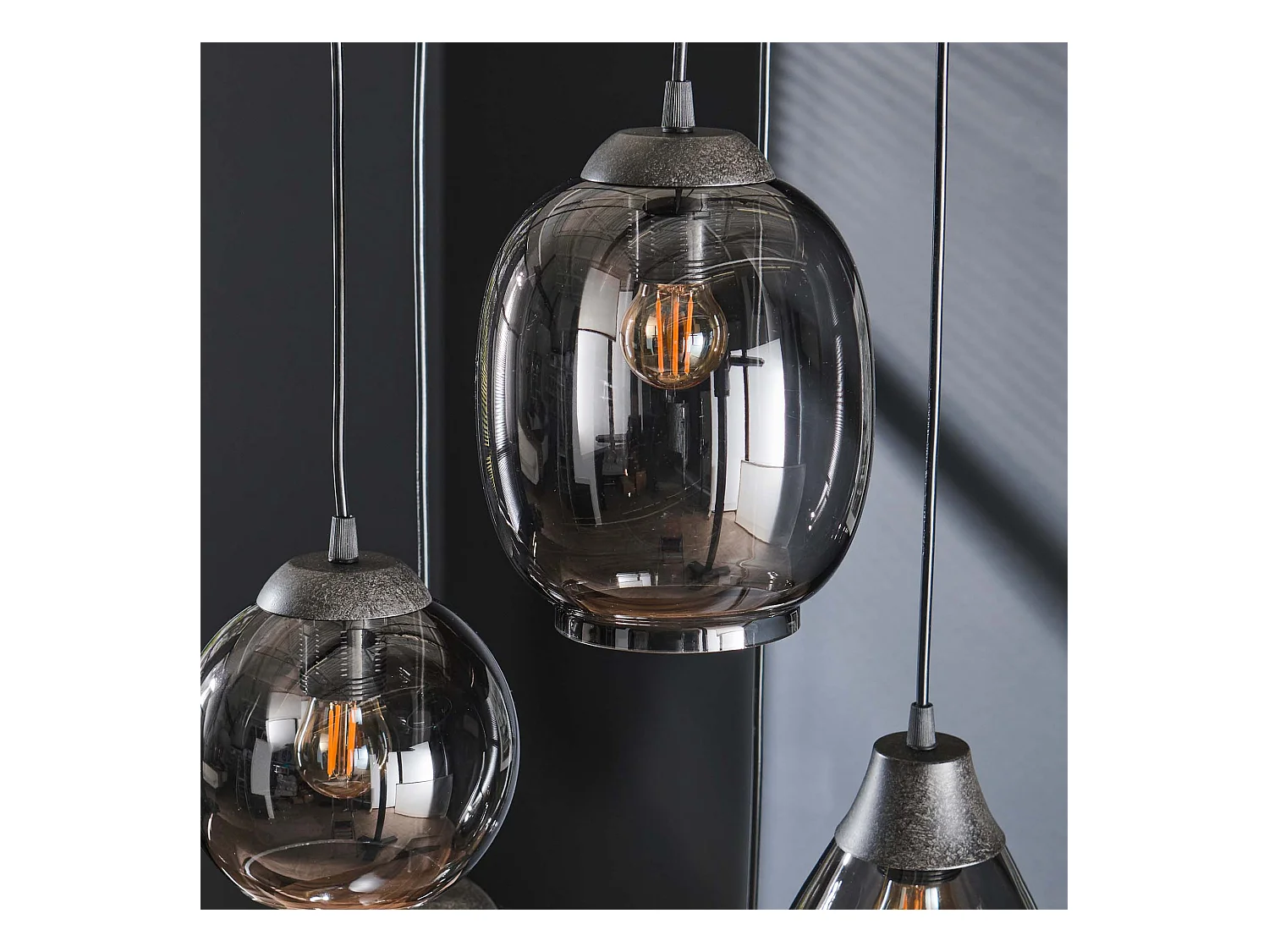 Hanglamp 5L Mix - Getrapt - Chromed Glas