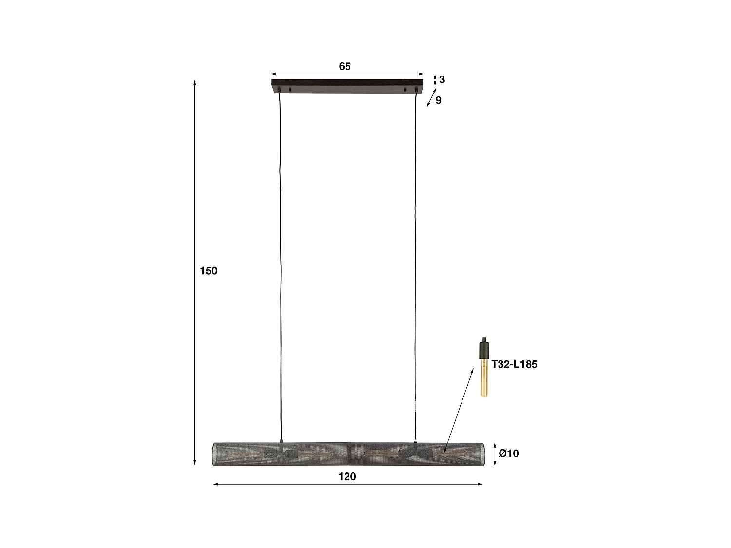 Suspension 120 Tube Mesh - Noir Artic