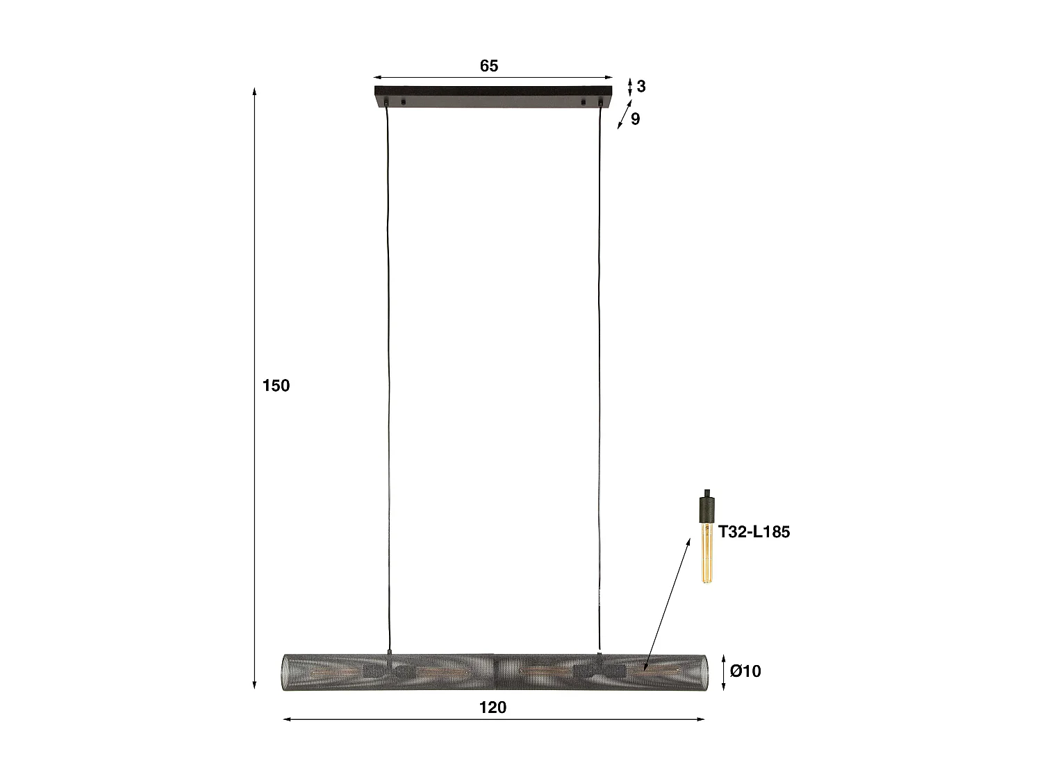 Suspension 120 Tube Mesh - Noir Artic