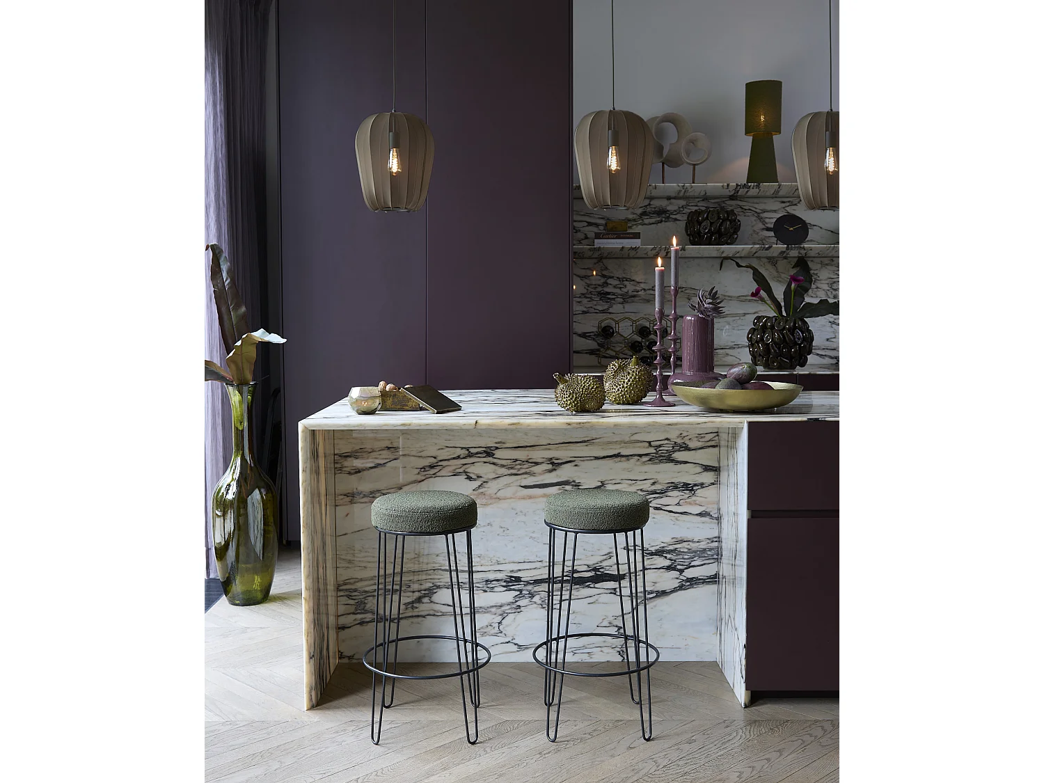 Hängelampe PLUMERIA - Ø34x40cm - Grün