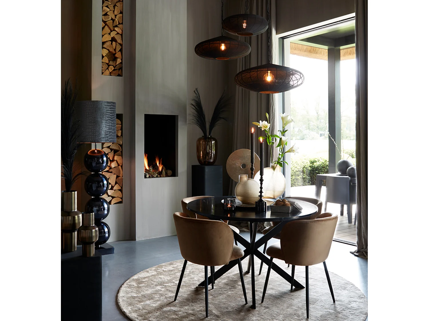 Suspension BAHOTO - Ø40x18cm - Noir