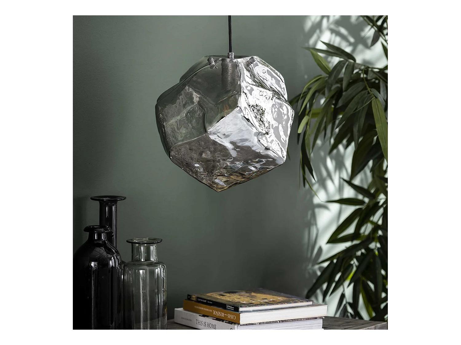 Suspension Rock Chromée - 1 Lampe - Gris/Noir - Industriel