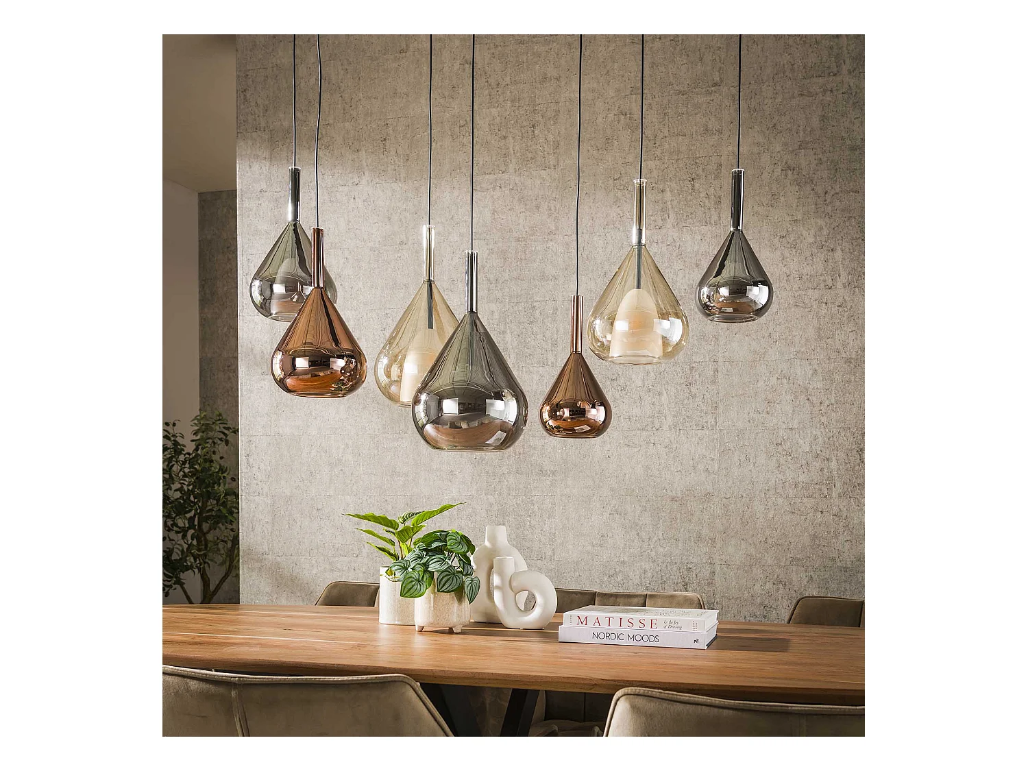 Suspension 4+3 Ailes Mix Verre - Noir