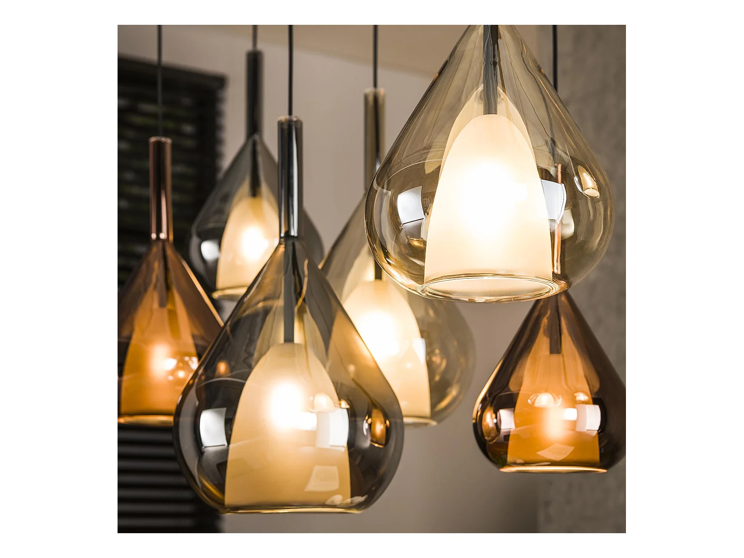 Suspension 4+3 Ailes Mix Verre - Noir