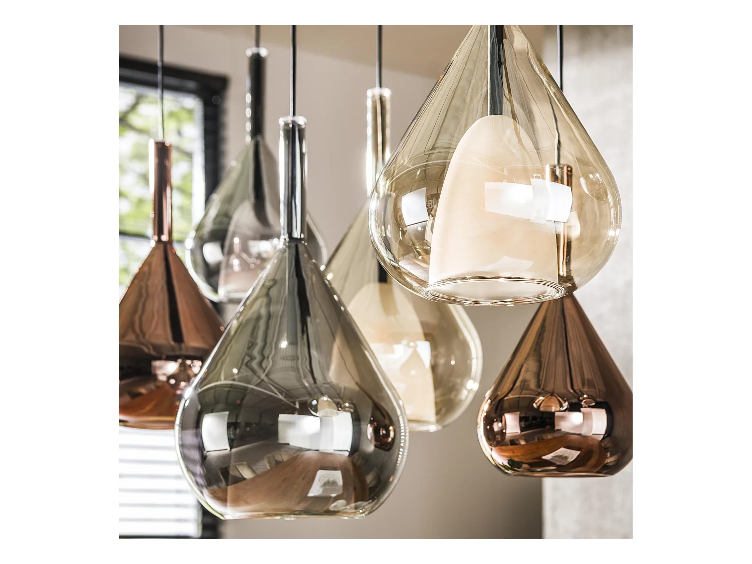 Suspension 4+3 Ailes Mix Verre - Noir