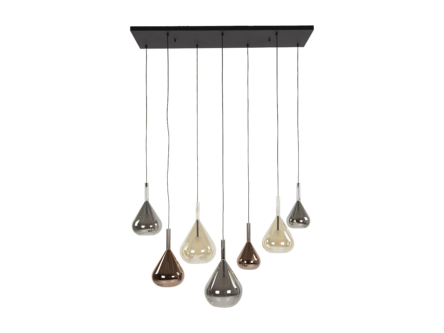 Suspension 4+3 Ailes Mix Verre - Noir