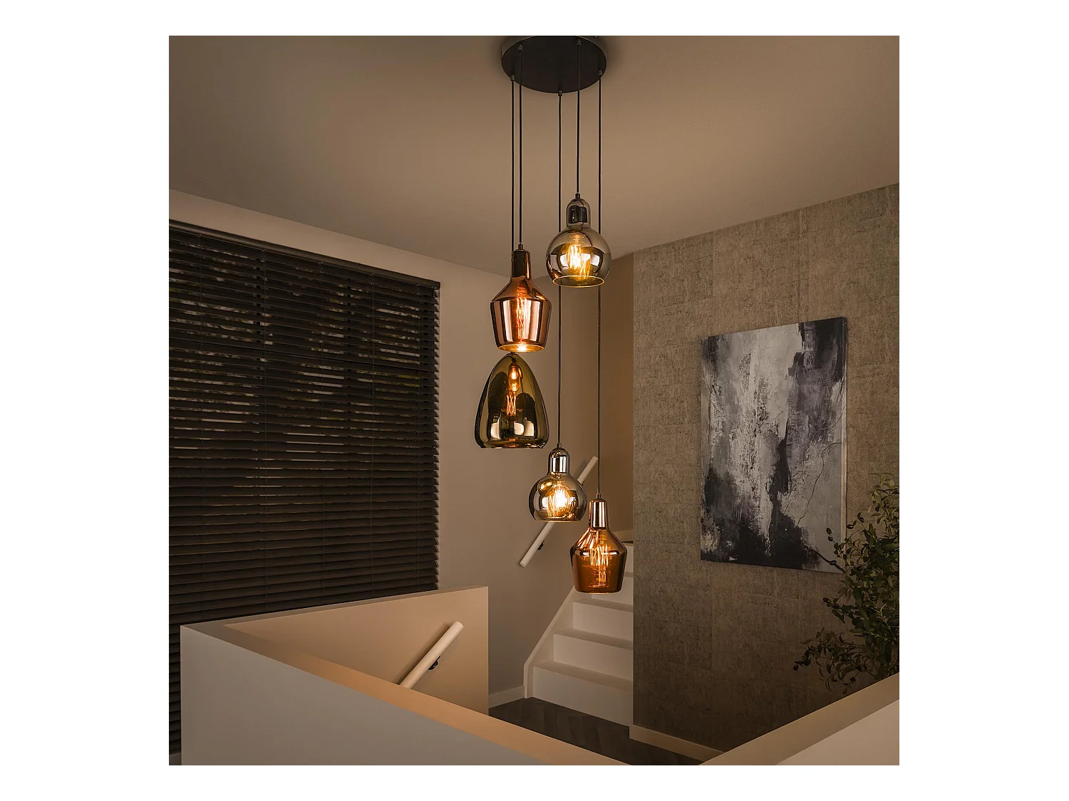 Suspension 5L Mix - Verre Tricolore - À gradins - Noir arctique