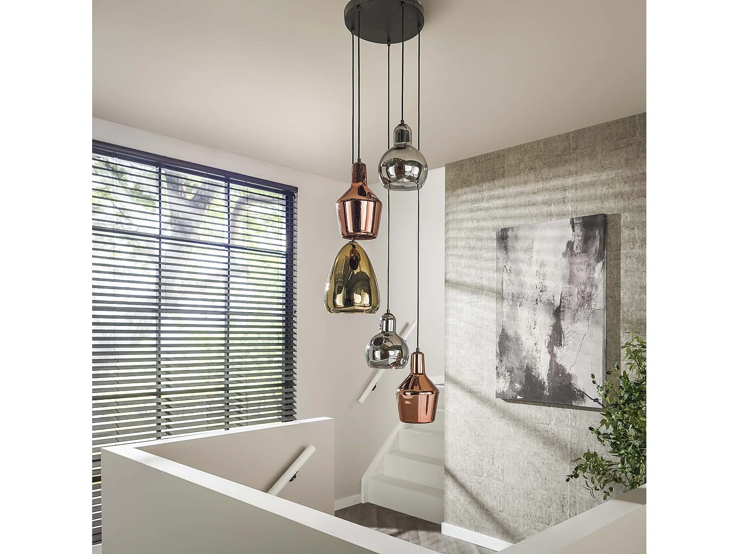 Suspension 5L Mix - Verre Tricolore - À gradins - Noir arctique