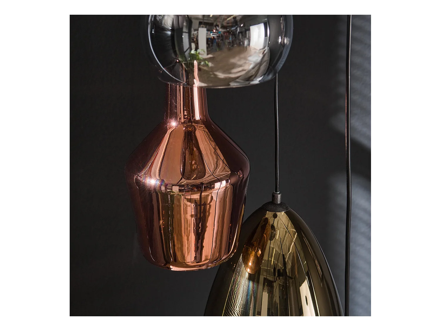 Pendelleuchte 5L Mix - Glas Tricolore - Gestuft - Arktisch schwarz
