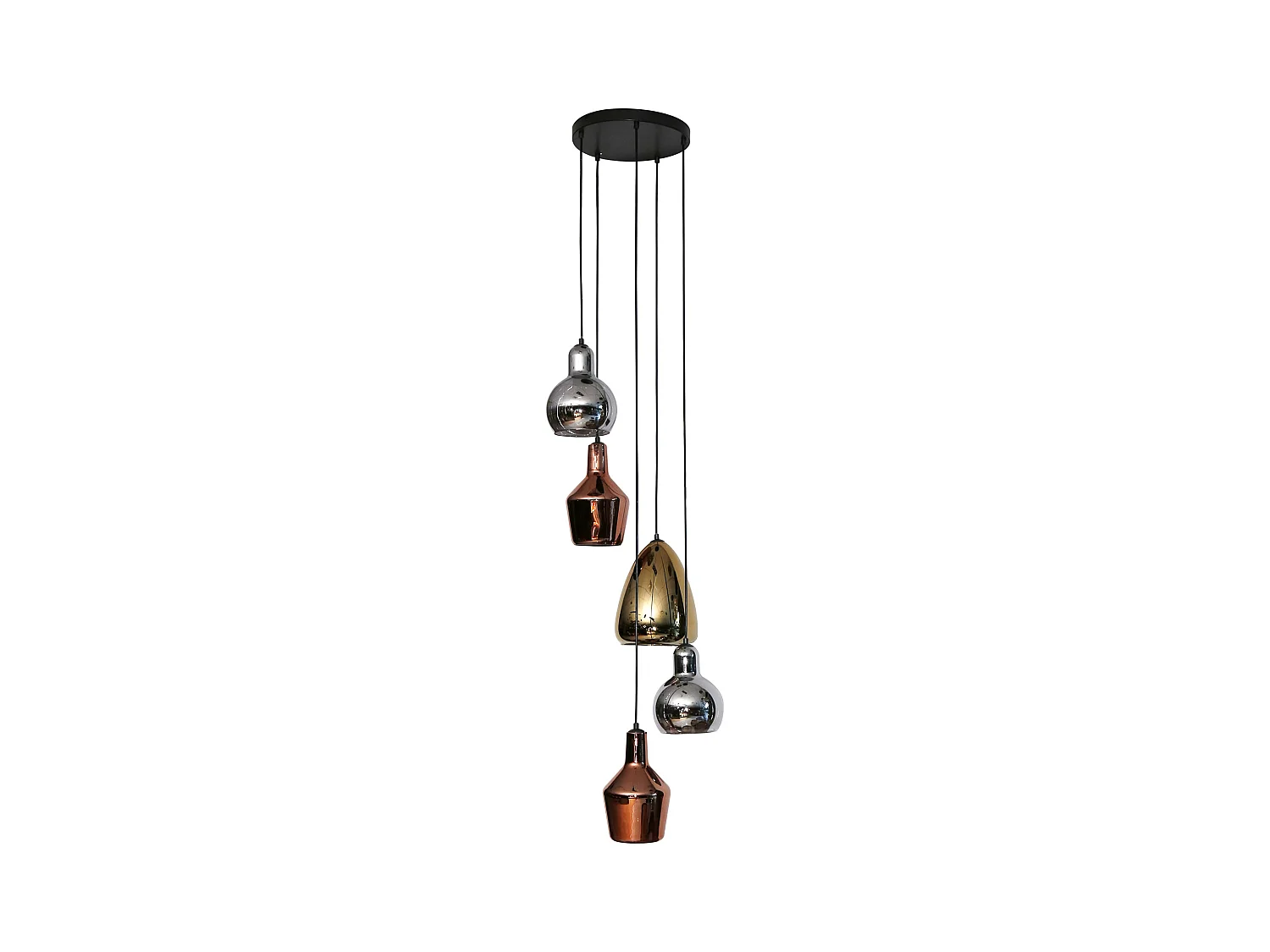Pendelleuchte 5L Mix - Glas Tricolore - Gestuft - Arktisch schwarz