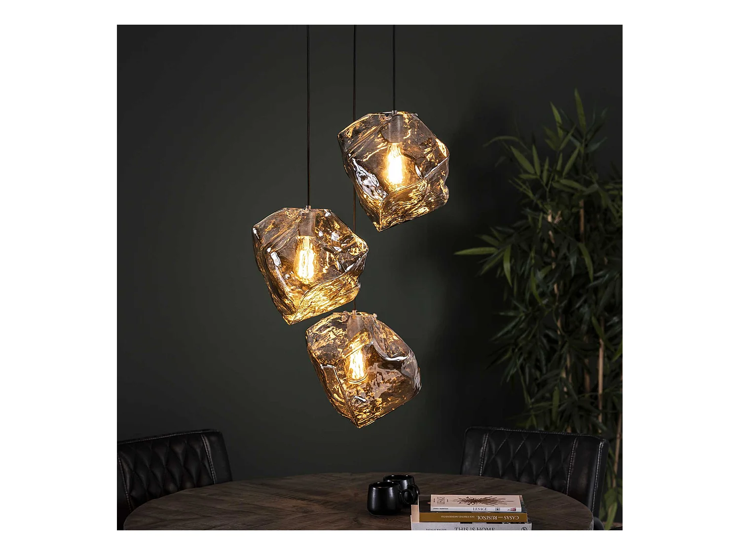 Suspension Rock Chromée - 3 Lampes - Industrielle - 50x50x150