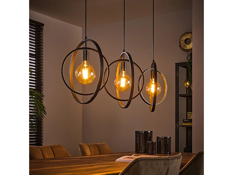 Lámpara colgante industrial - 3 luces - Giratoria - Negra