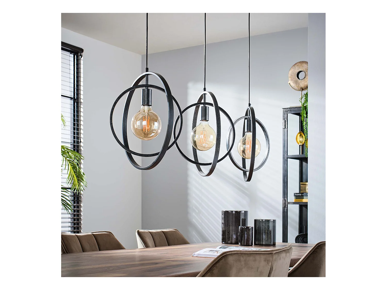 Suspension industrielle - 3 lumières - Turn Around - Noir