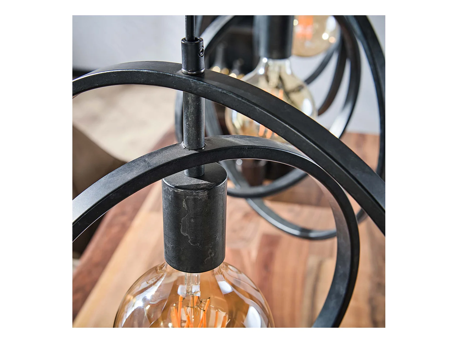 Suspension industrielle - 3 lumières - Turn Around - Noir