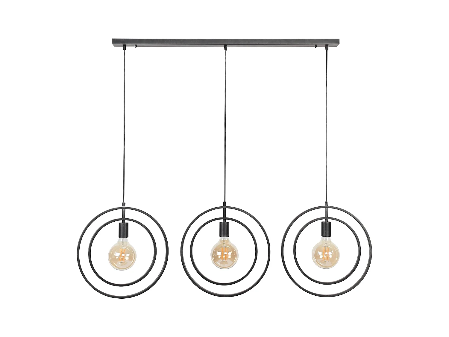 Suspension industrielle - 3 lumières - Turn Around - Noir