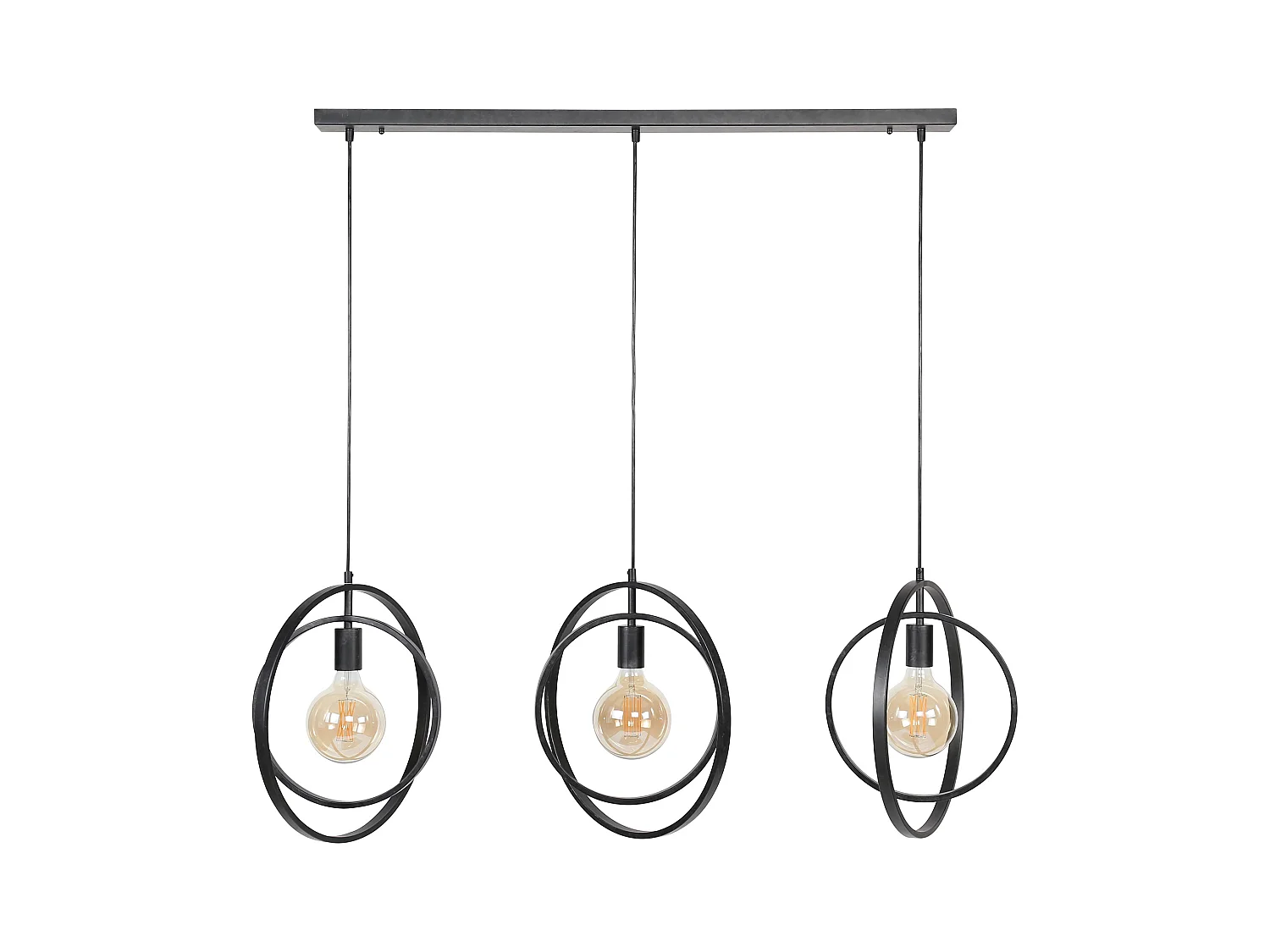 Suspension industrielle - 3 lumières - Turn Around - Noir