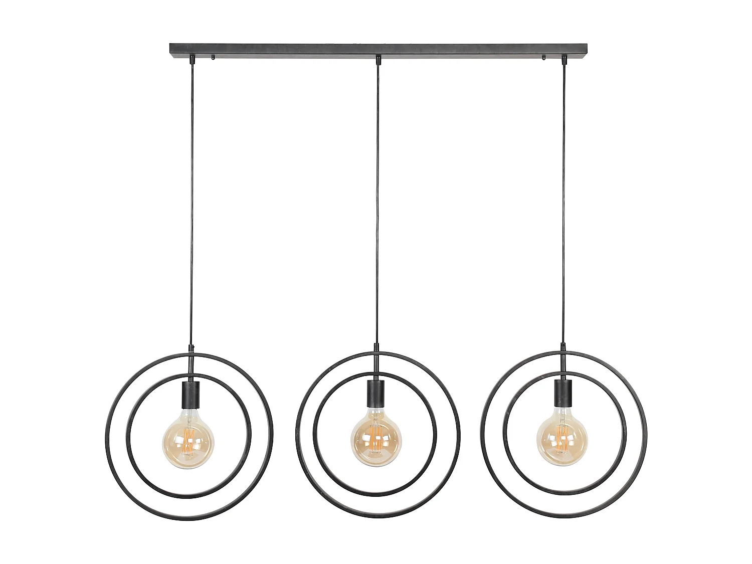 Lámpara colgante industrial - 3 luces - Giratoria - Negra