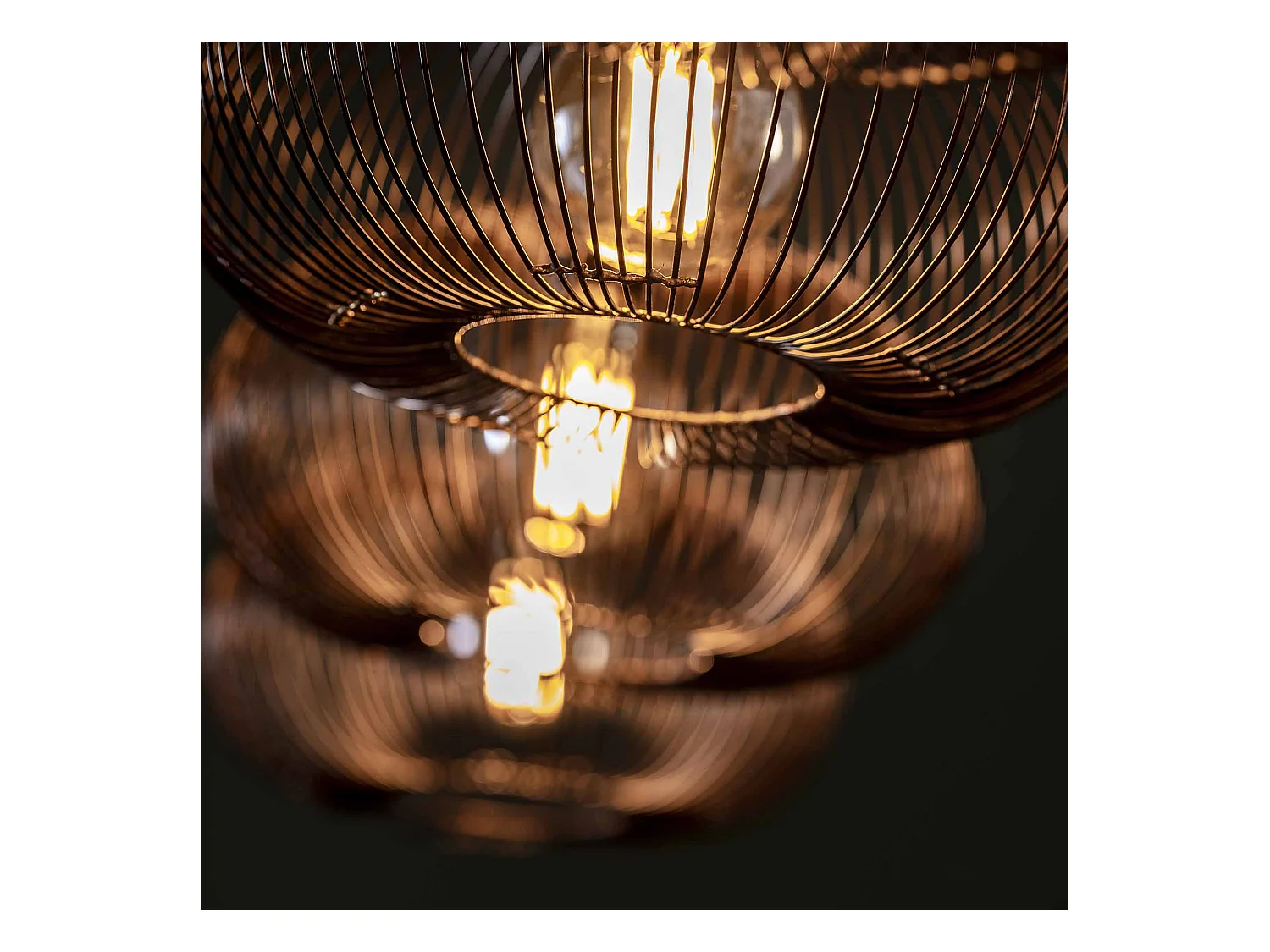 Hängelampe mit 4 Lampen - Kupferfarben - 150cm höhenverstellbar - Scheibenform Ø35 - Industrielle Hängelampe für Wohnzimmer oder Esszimmer