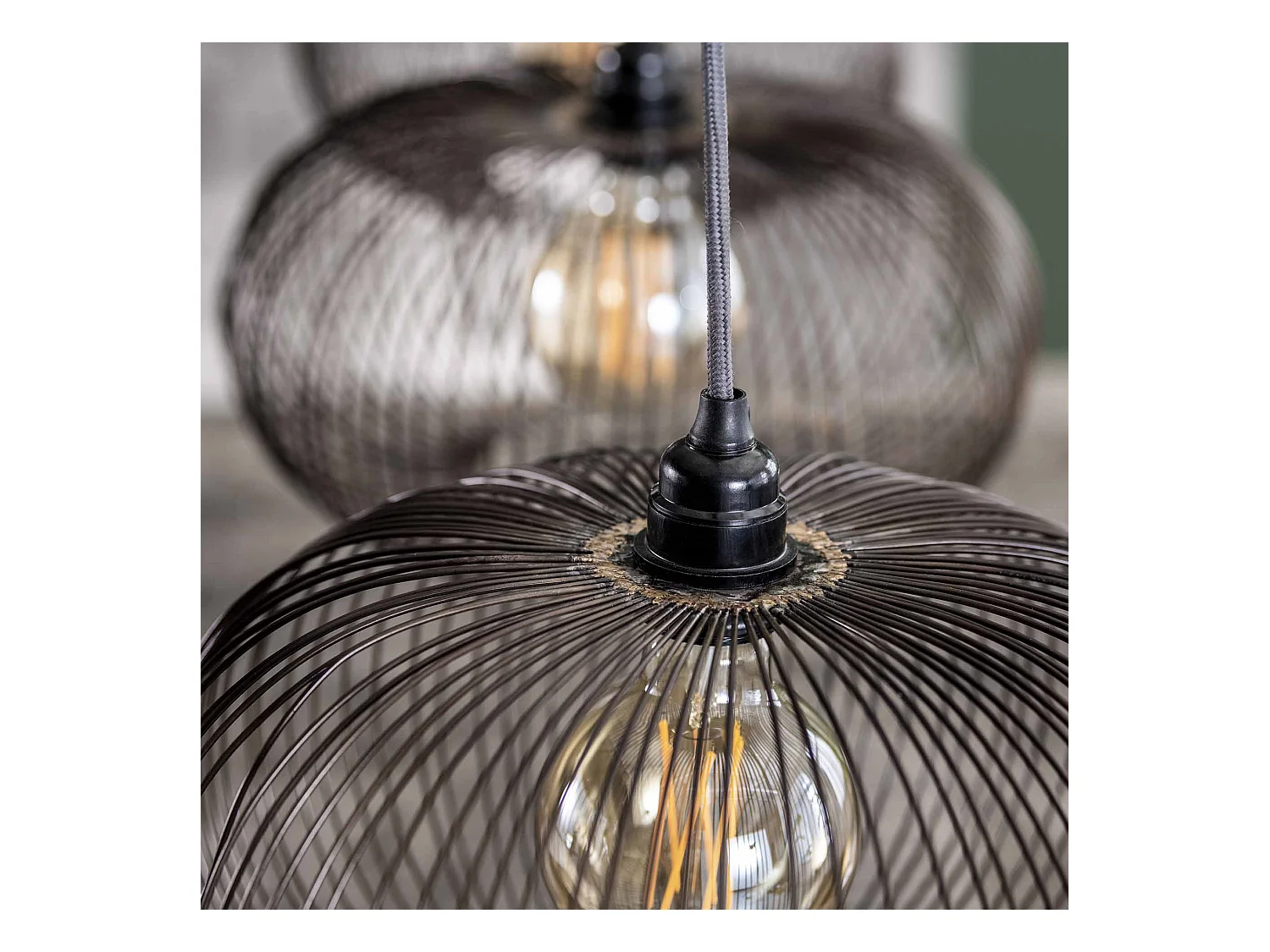 Hängelampe mit 4 Lampen - Kupferfarben - 150cm höhenverstellbar - Scheibenform Ø35 - Industrielle Hängelampe für Wohnzimmer oder Esszimmer